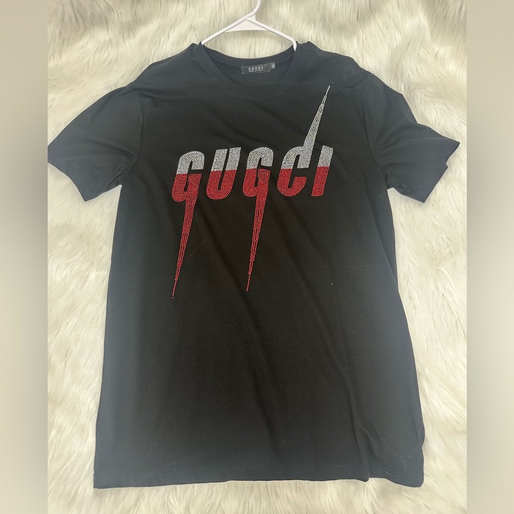 Gucci Black Tee with Red and White Graphic